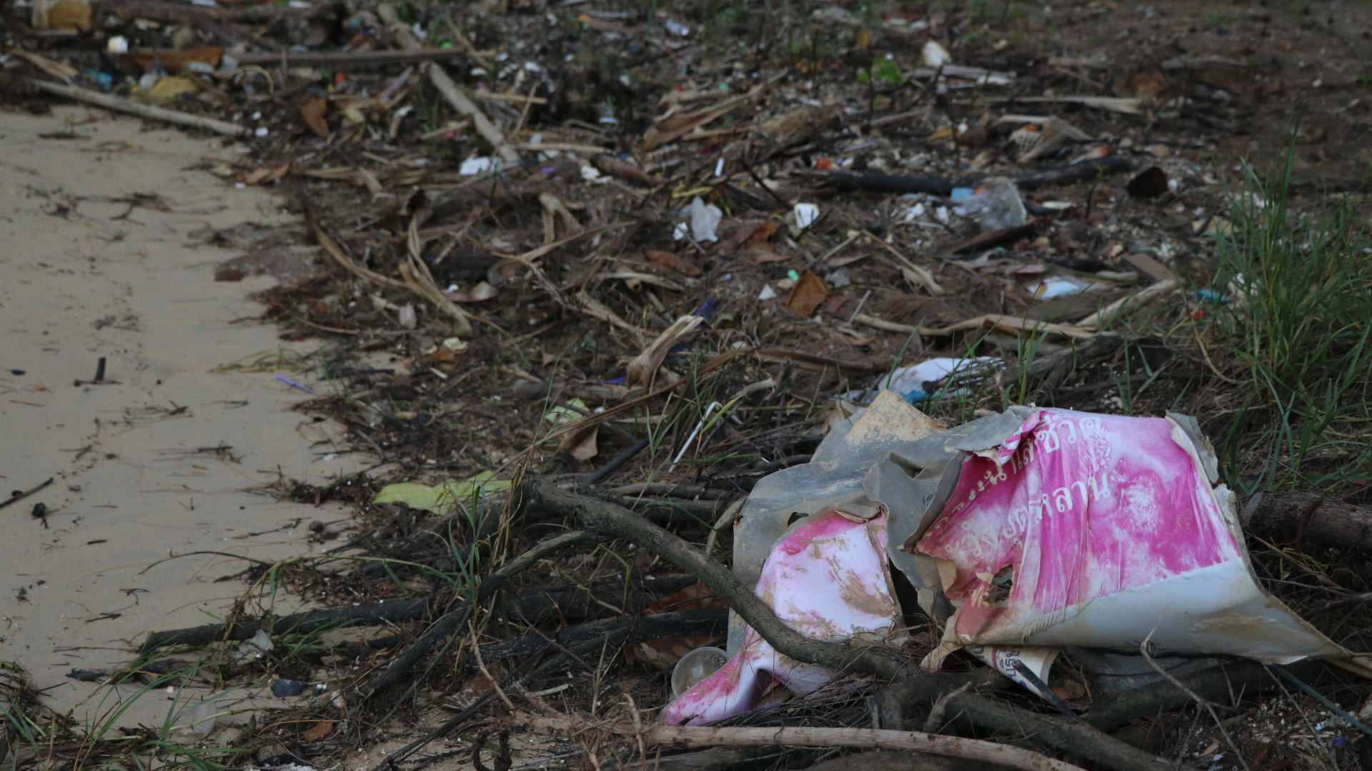 thailand beach trash plastic