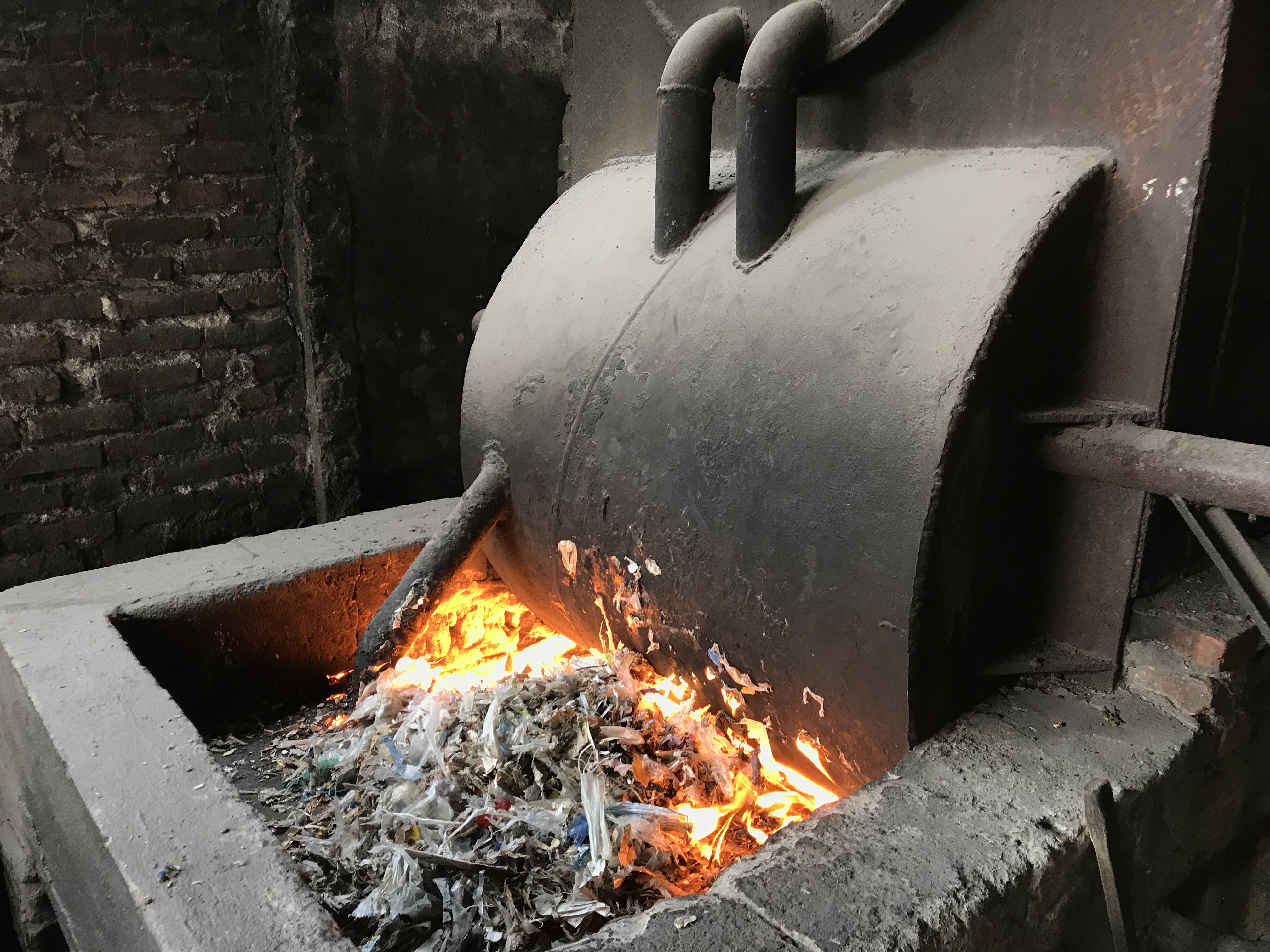 Plastic waste burning