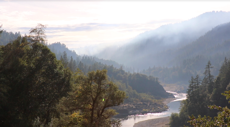 Smoke over river