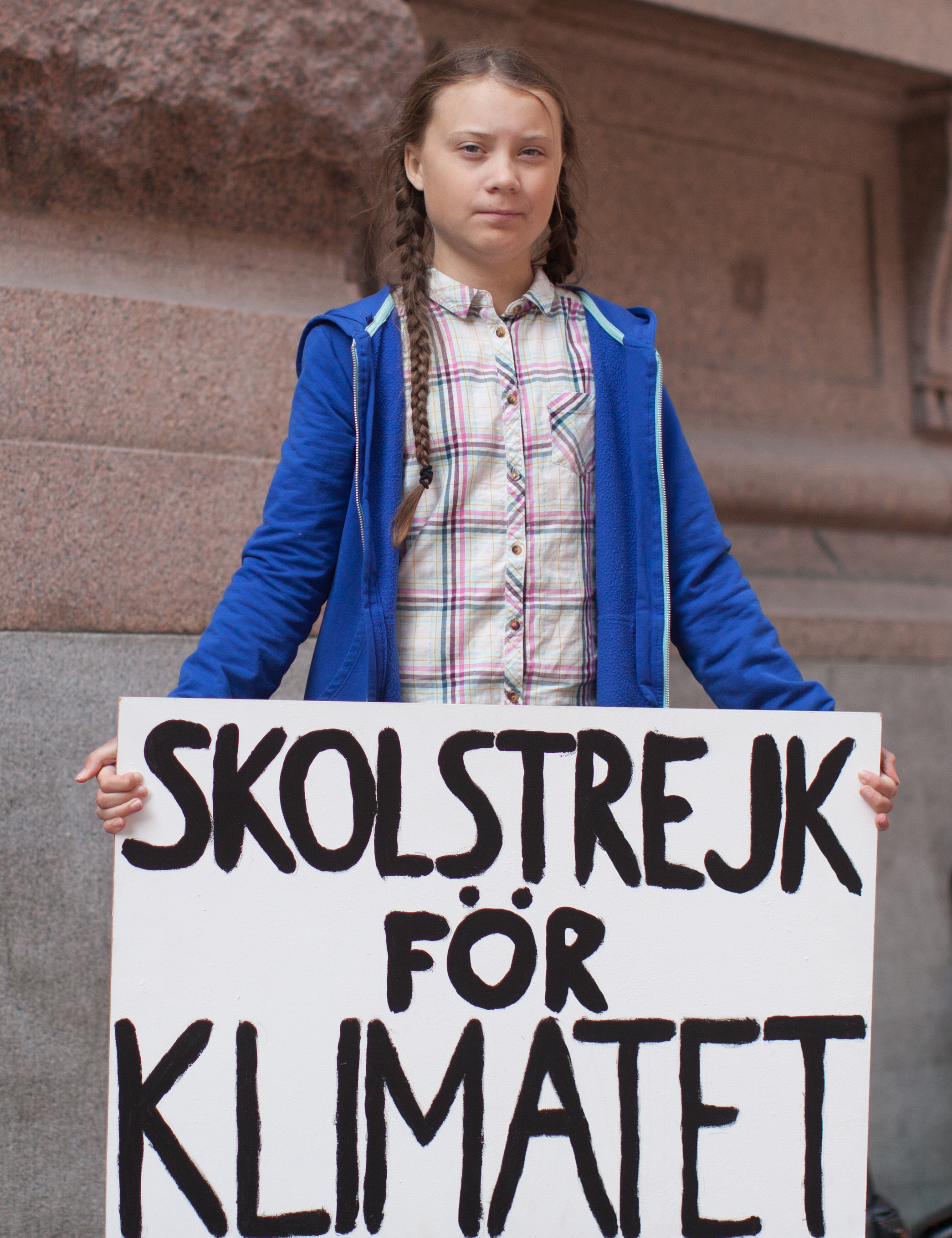 Greta with sign