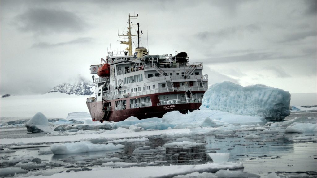 Icebreaker ship in water