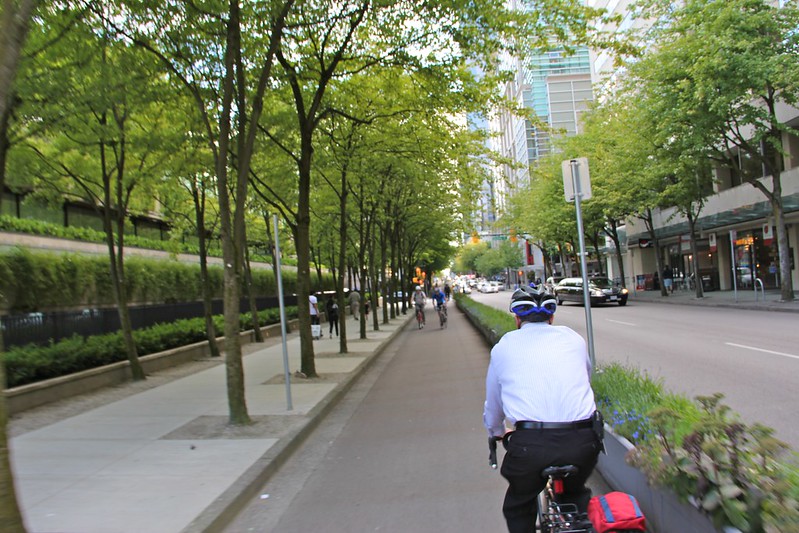 Biker in bike lane