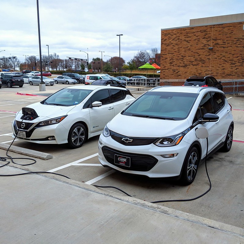 Two EVs charging