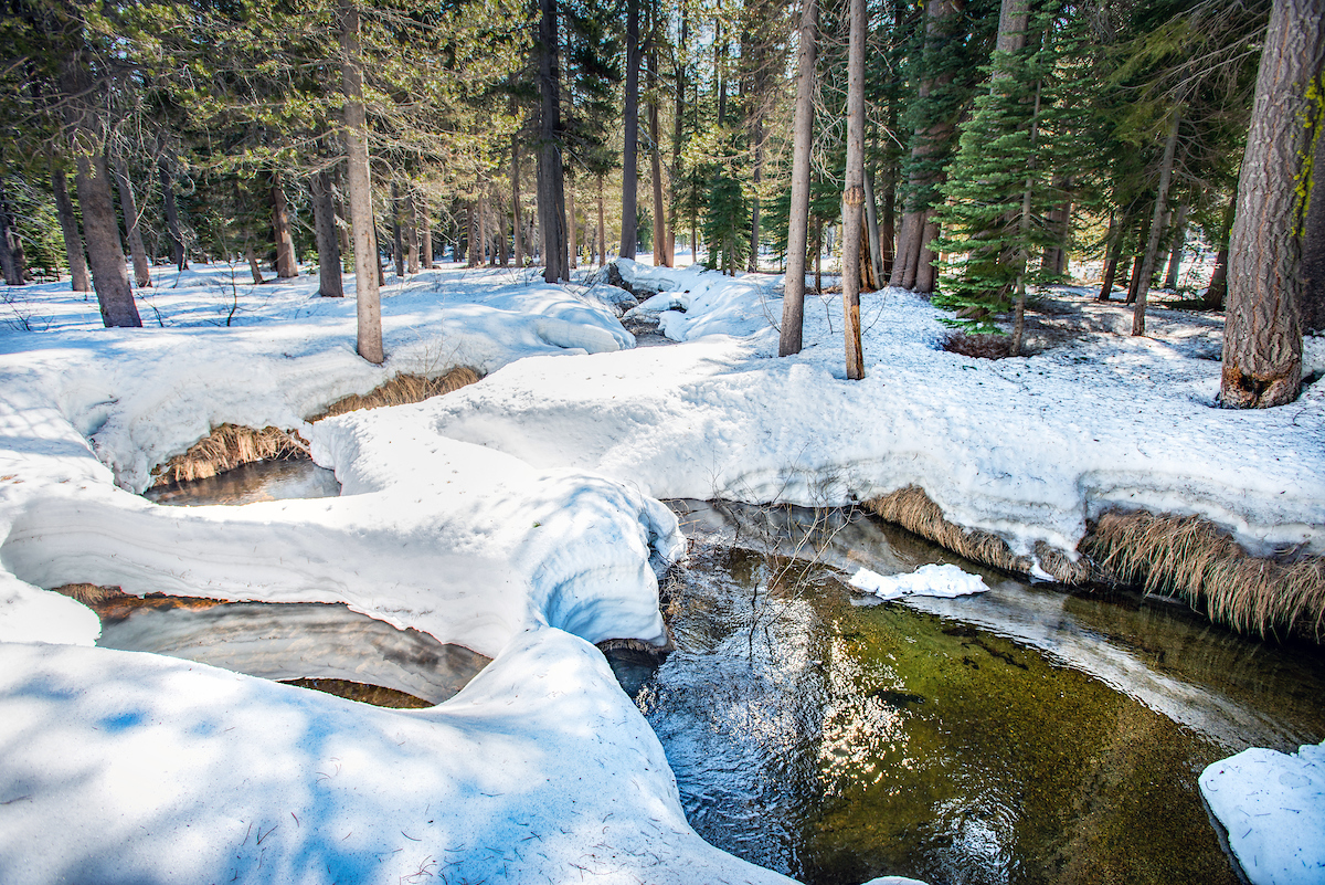 snow along creek