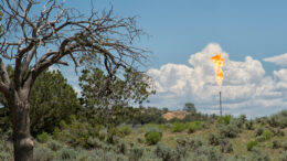 Natural gas flare in New Mexico desert