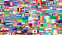 A painting of world flags