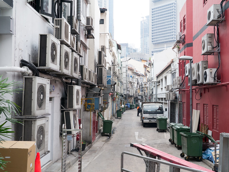 alley with air conditioning units