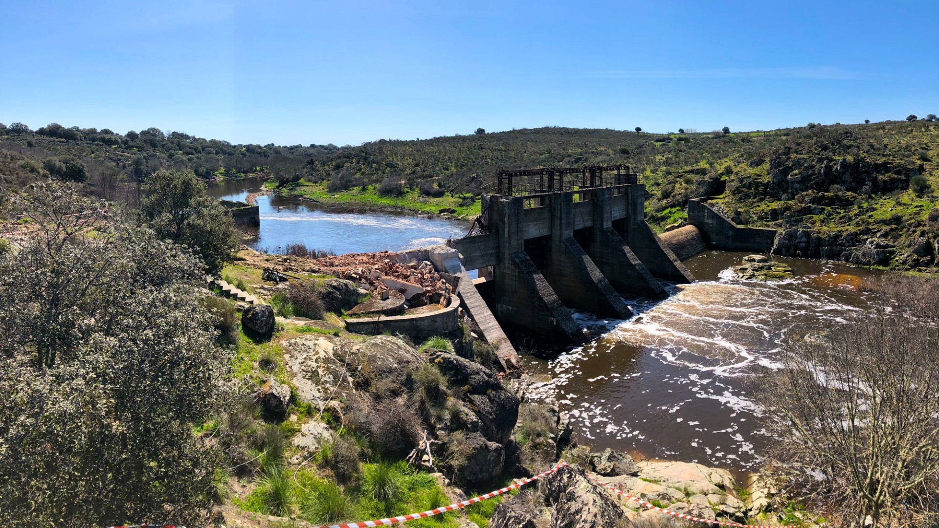 Dam across river