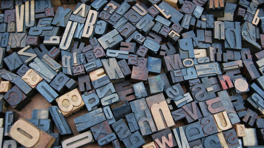 A mess of typesetting letters