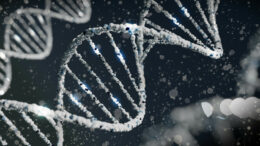 DNA strands against a black background