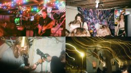 A collage of photos of a punk music venue and performances
