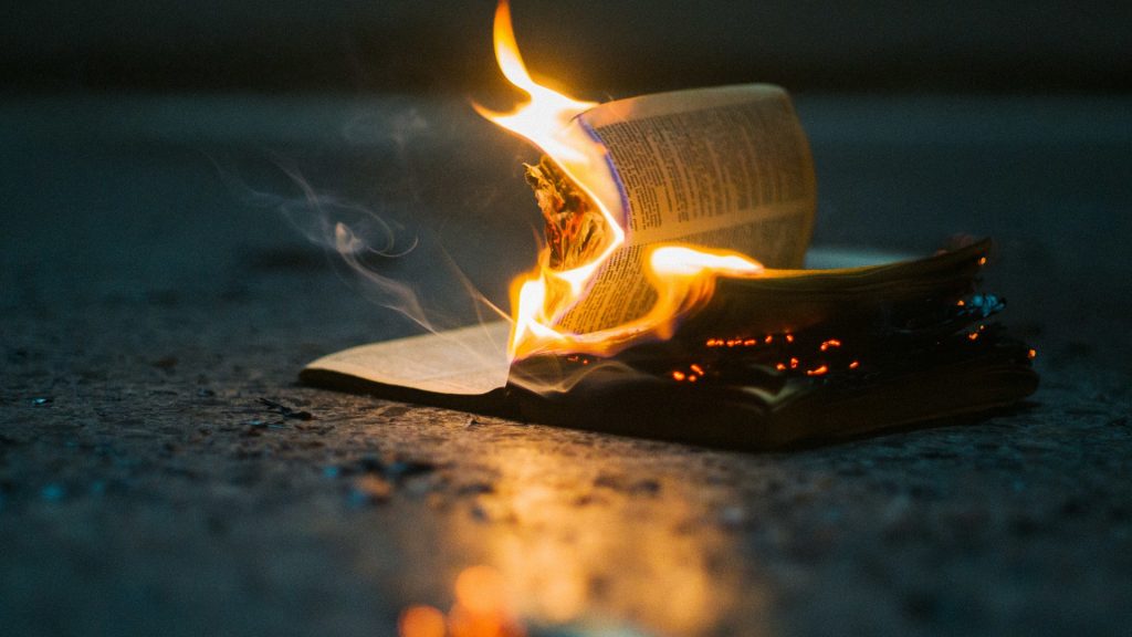 a burning book